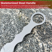 Tactical Drop-Point Knife – Steel Blade with Skeletonized Handle and ABS Sheath
