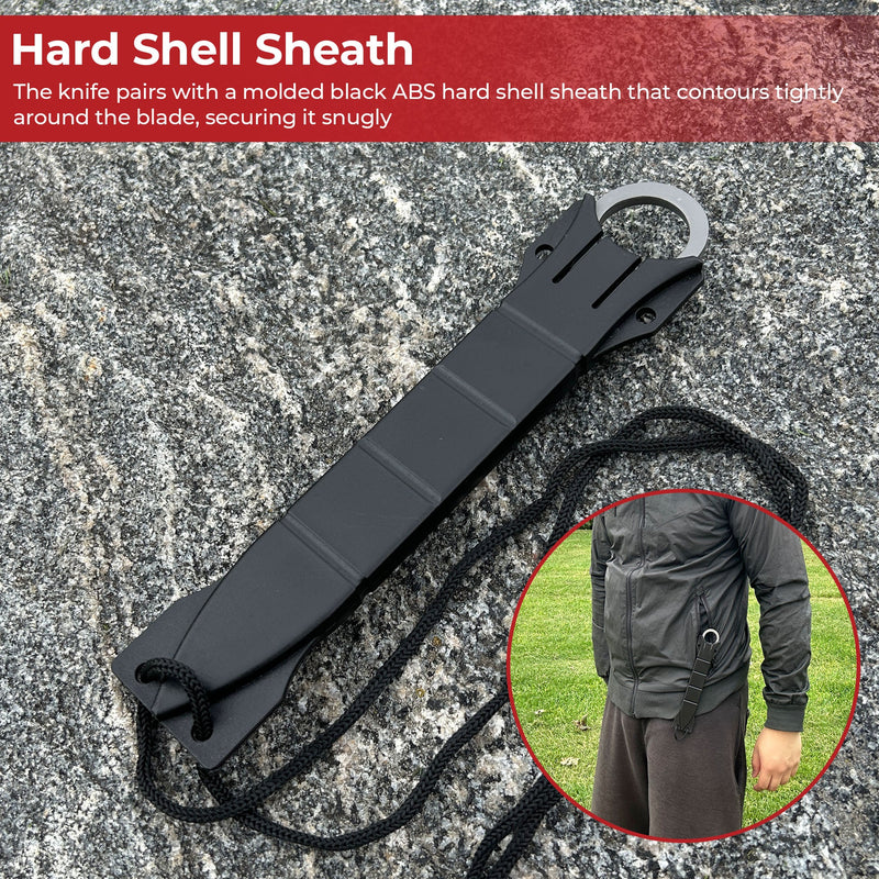 Tactical Drop-Point Knife – Steel Blade with Skeletonized Handle and ABS Sheath