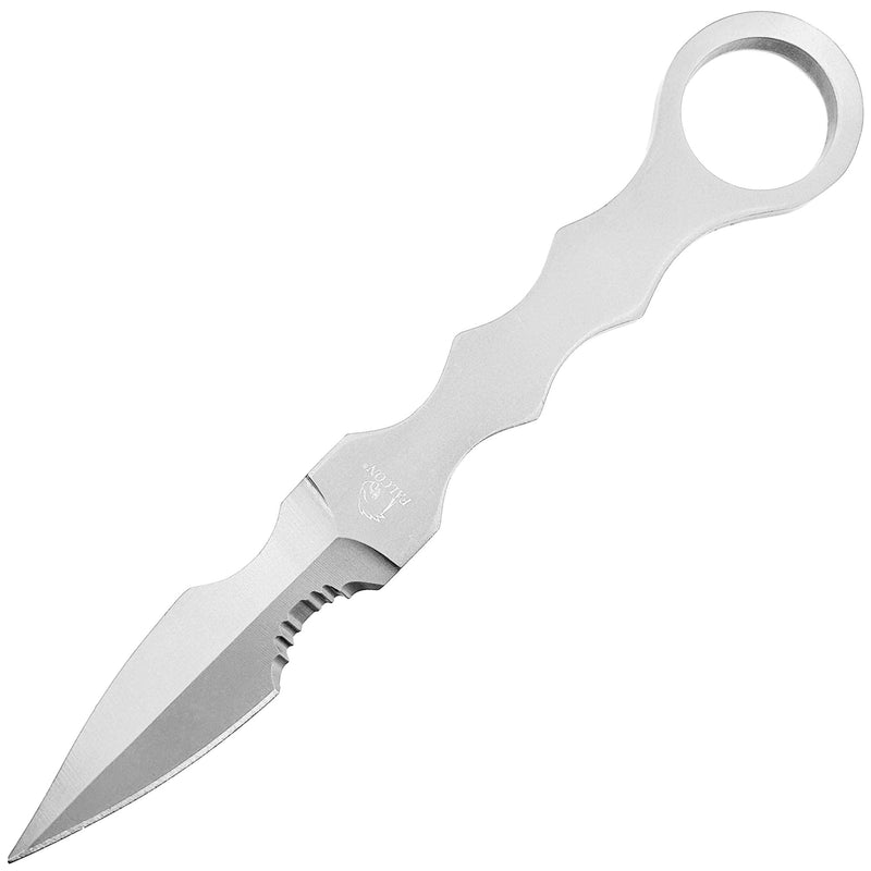 Tactical Drop-Point Knife – Steel Finish with Skeletonized Handle and ABS Sheath