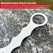 Tactical Drop-Point Knife – Steel Finish with Skeletonized Handle and ABS Sheath