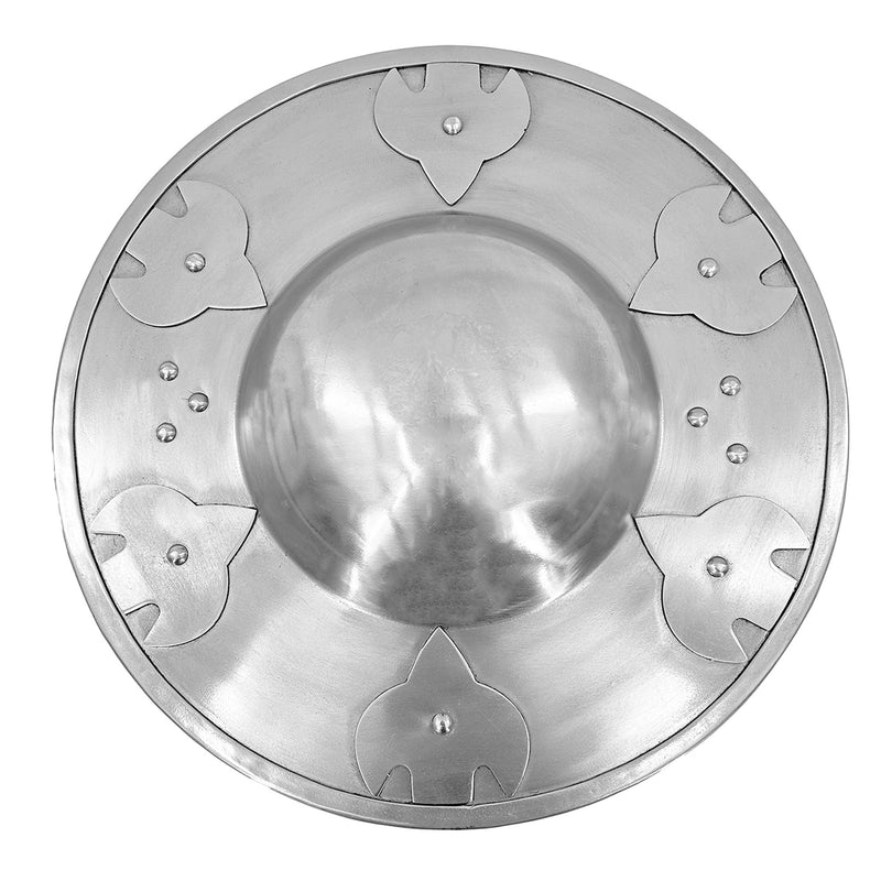 The Duelist's Elegance Silver Polished Carbon Steel Buckler Shield