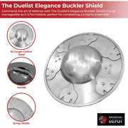 The Duelist's Elegance Silver Polished Carbon Steel Buckler Shield