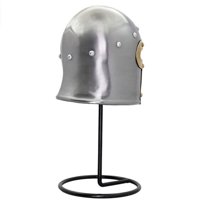Miniature Sentinel Carbon Steel Barbuta Helmet Display
