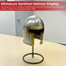 Miniature Sentinel Carbon Steel Barbuta Helmet Display