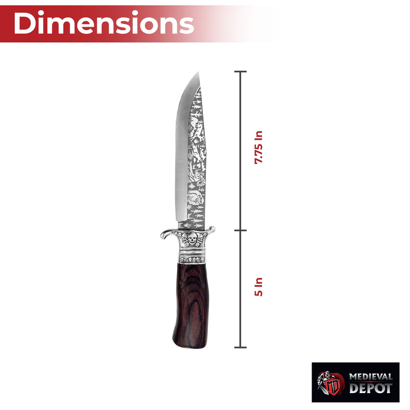 The Sasquatch Etched Forest Scene Survival Fixed Blade Knife