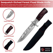 The Sasquatch Etched Forest Scene Survival Fixed Blade Knife