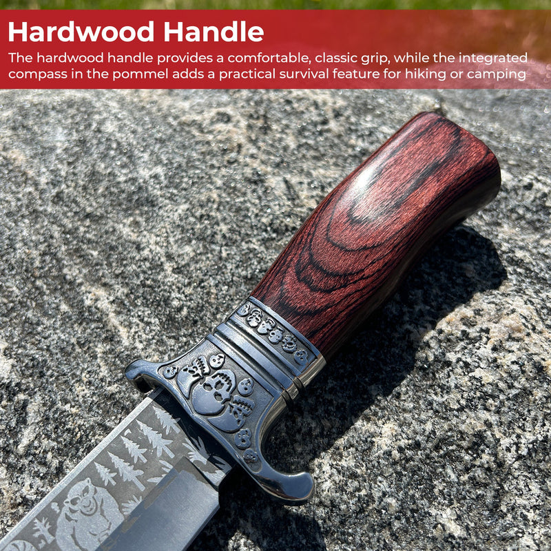 The Sasquatch Etched Forest Scene Survival Fixed Blade Knife