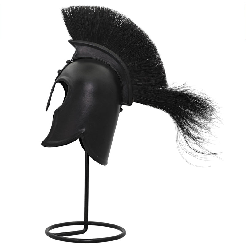Spartan's Vigil Blackened Carbon Steel Troy Mini Helmet Display