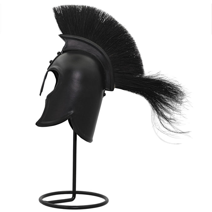 Spartan's Vigil Blackened Carbon Steel Troy Mini Helmet Display