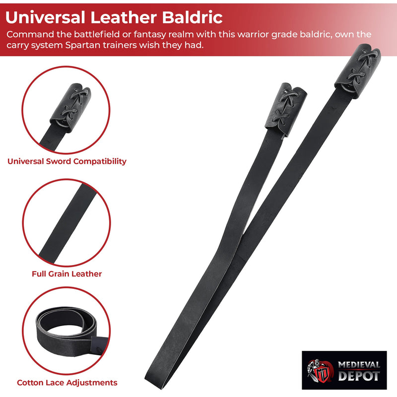 Universal Leather Baldric - Adjustable Back Sling Sword Holder for Medieval & LARP