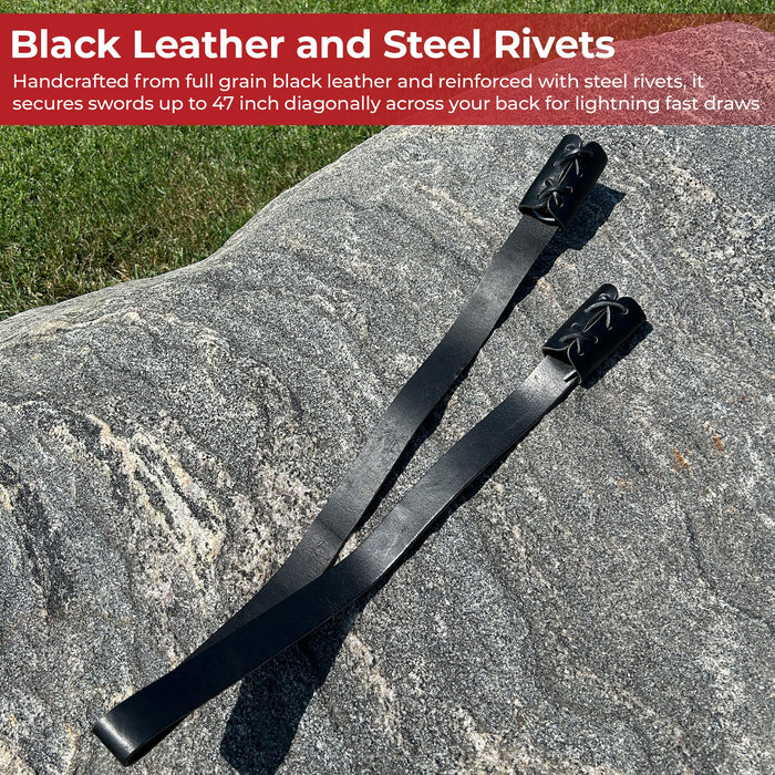 Universal Leather Baldric - Adjustable Back Sling Sword Holder for Medieval & LARP