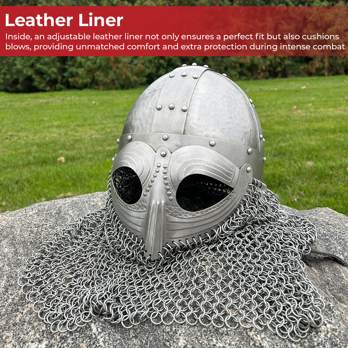 Vandals Wrath Forged Steel Gothic Helmet with Chainmail Defense