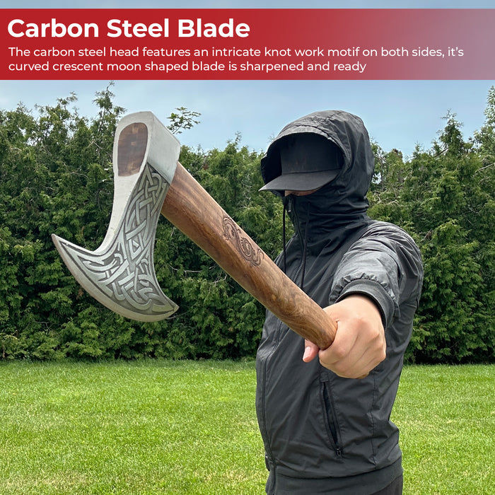 Viking Dragon Slayer Norse Dane Battle Axe | Engraved Handle 