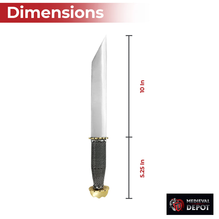 Viking Valor Handcrafted Stainless Steel Seax Knife with Wire-Wrapped Handle