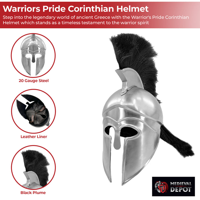 Warriors Pride Corinthian Helmet with Black Plume