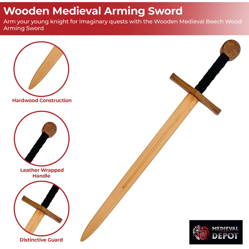 Wooden Medieval Beech Wood Arming Sword