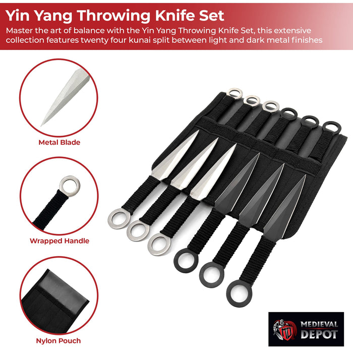 Yin Yang 24-Piece Throwing Knife Set