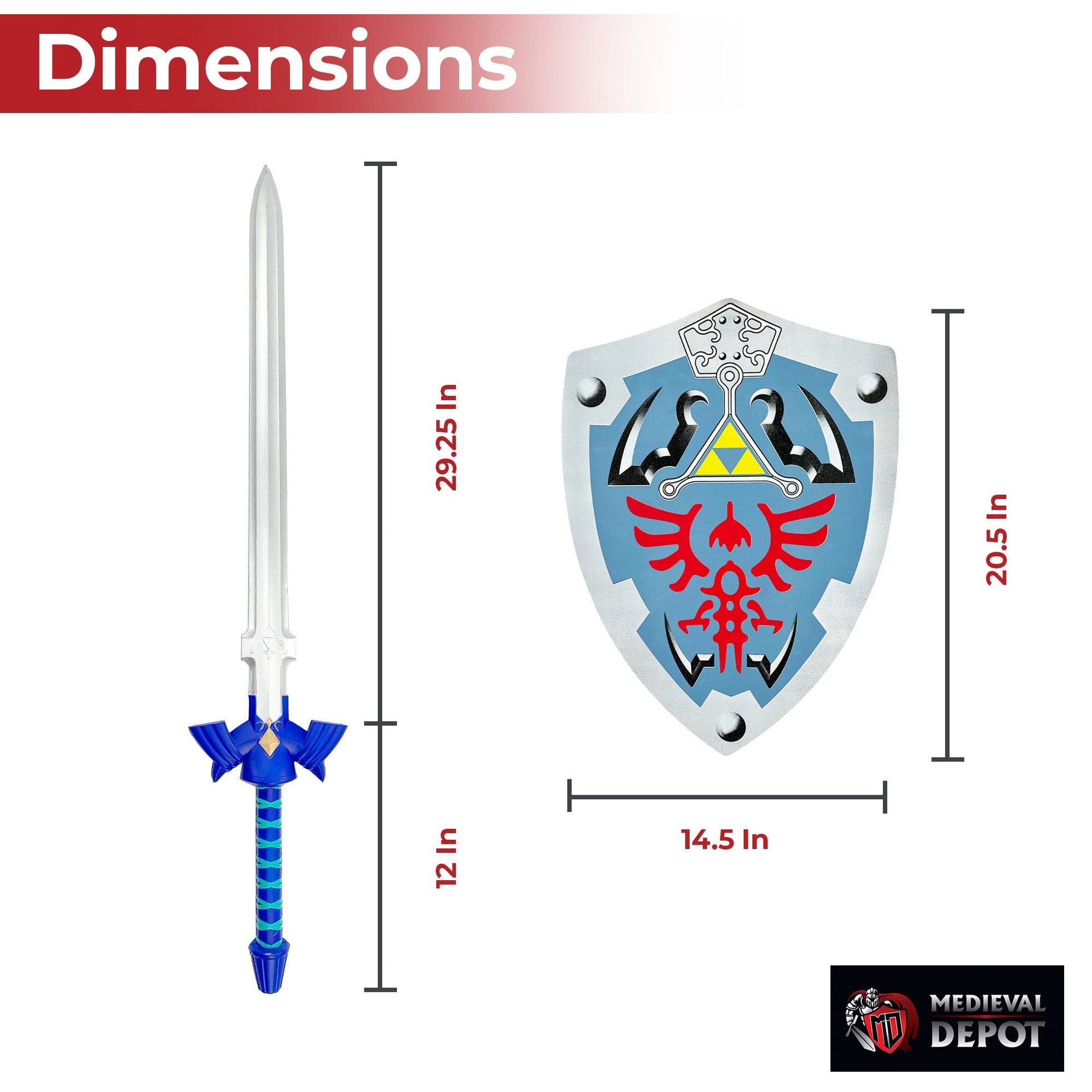 Zelda Link Master Sword and Hylian Shield Foam Set — Medieval Depot