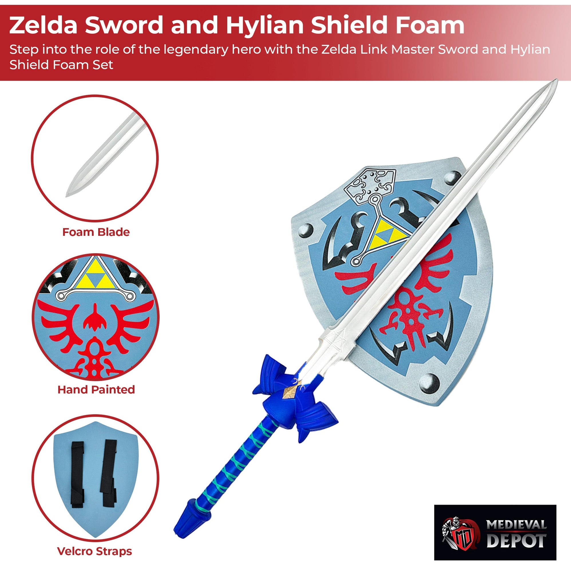Zelda Link Master Sword and Hylian Shield Foam Set — Medieval Depot