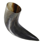 Vegvisir Drinking Horn – Hand-Carved Norse Compass Design