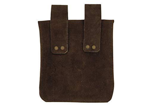 Medieval Renaissance Leather Brown Suede Pouch - Medieval Depot