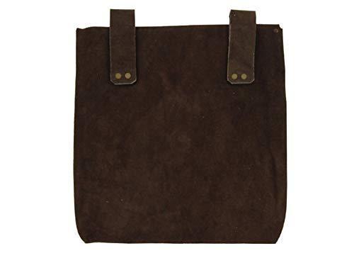 Medieval Renaissance Leather Brown Suede Pouch Large - Medieval Depot