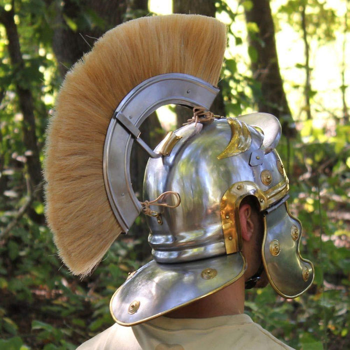 Imperial Roman Centurion Helmet with Blonde Plume - Medieval Depot