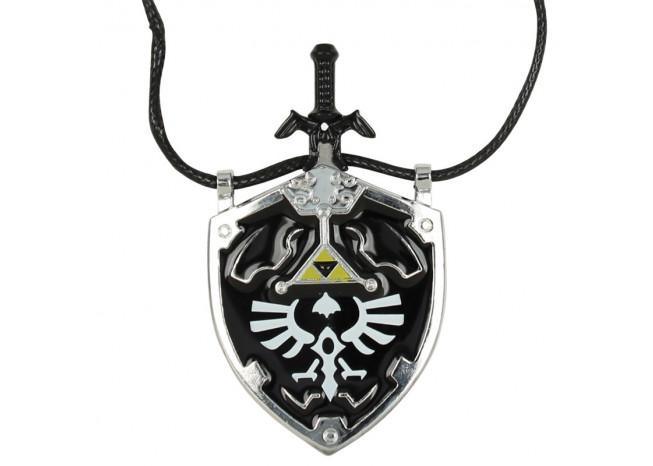 Dark Link Master Sword & Hylian Shield Legend of Zelda Necklace - Medieval Depot