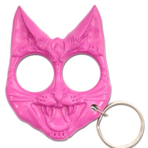 Self Defense Evil Cat Keychain Pink