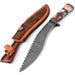 Righteous Victory Damascus Steel Kukri Sawback Machete Hunting Knife With Sheath