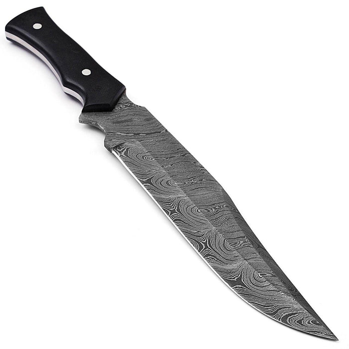 Blood & Ink Damascus Steel Outdoor Bowie Hunting Knife - Medieval Depot