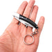 Miniature Damascus Steel Keychain Pocket Knife Cow Horn Handle
