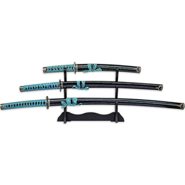 Dragon Edge Three Sword Katana Sword Set With Stand — Medieval Depot