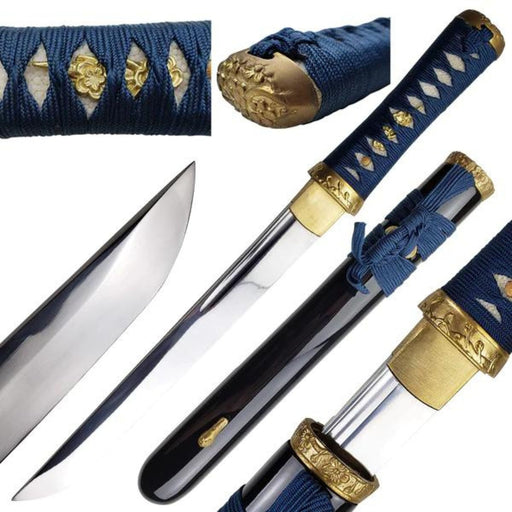 Elegant Japanese Tanto Dagger with Gold Accents