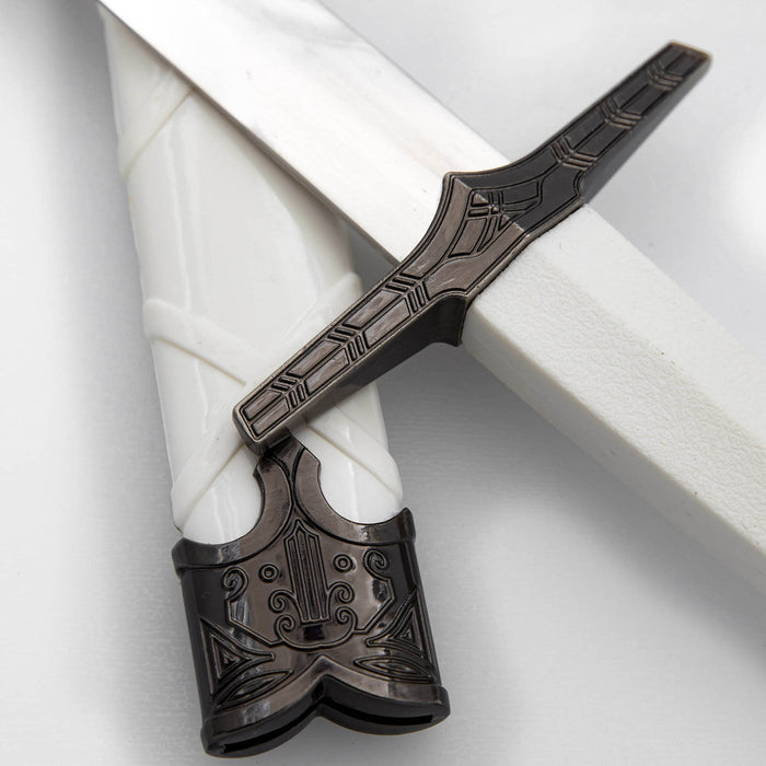 Enchanting Ivory Exquisite White Hexagon Handle Dagger with Metal Fittings