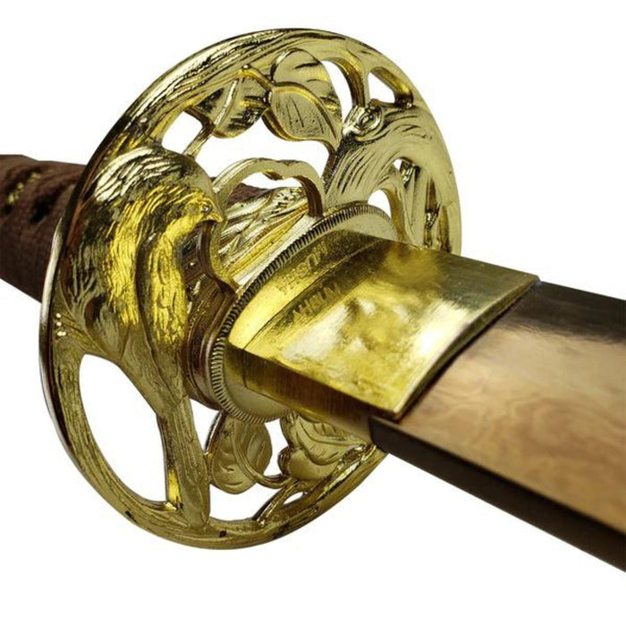 Exquisite Handmade Golden Damascus Steel Katana