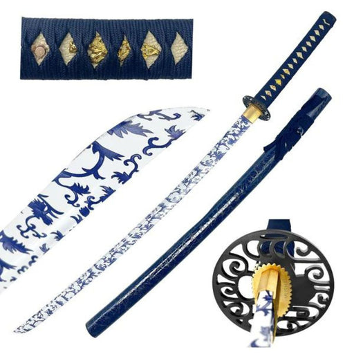 Frost Bloom Porcelain Blue Hand Forged Katana