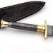 Full Damascus Steel Commando Knife with Brass Fittings and Leather Sheath