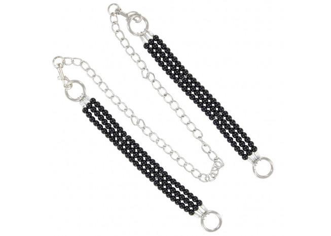 Deep Black Beaded Ankle Restraints - Medieval Depot