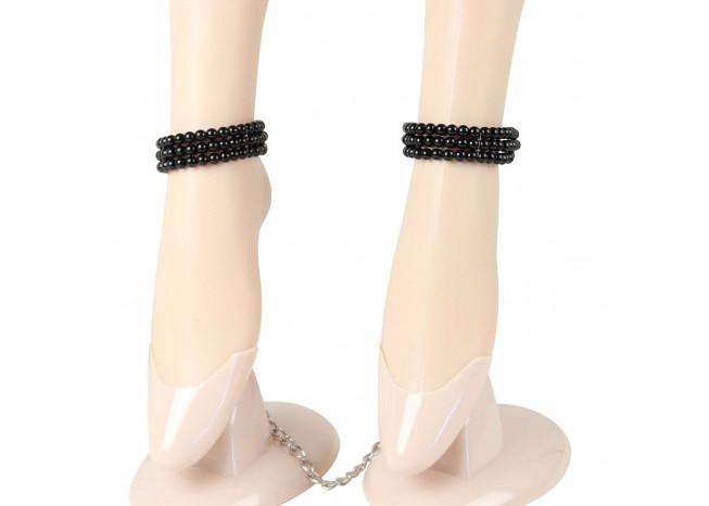 Deep Black Beaded Ankle Restraints - Medieval Depot