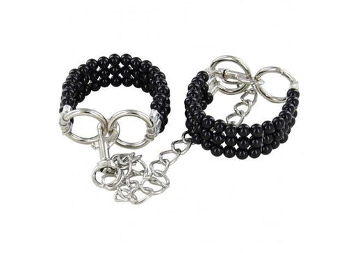 Deep Black Beaded Wrist Restraints - Medieval Depot