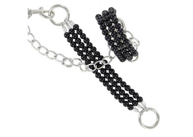 Deep Black Beaded Wrist Restraints - Medieval Depot