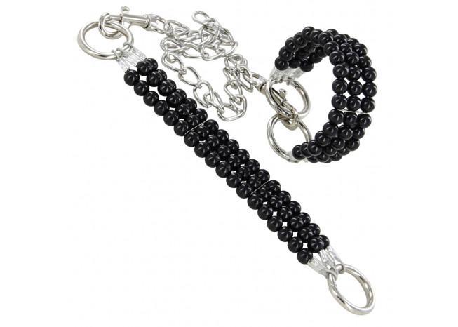 Deep Black Beaded Wrist Restraints - Medieval Depot