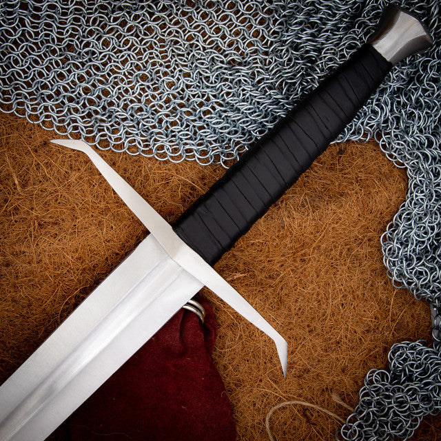 Hellion Rising 1095 High Carbon Medieval Sword with Black Leather Wrap Handle