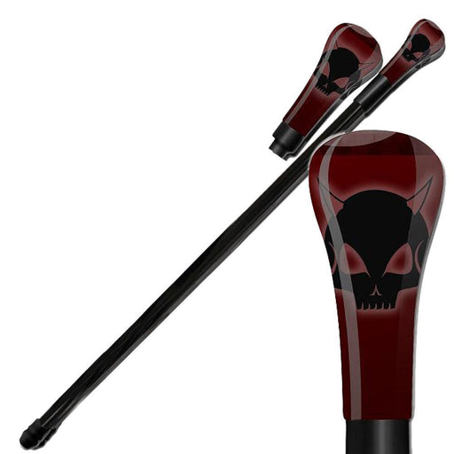 Devil's Skull Elegant Red Walking Cane - Medieval Depot