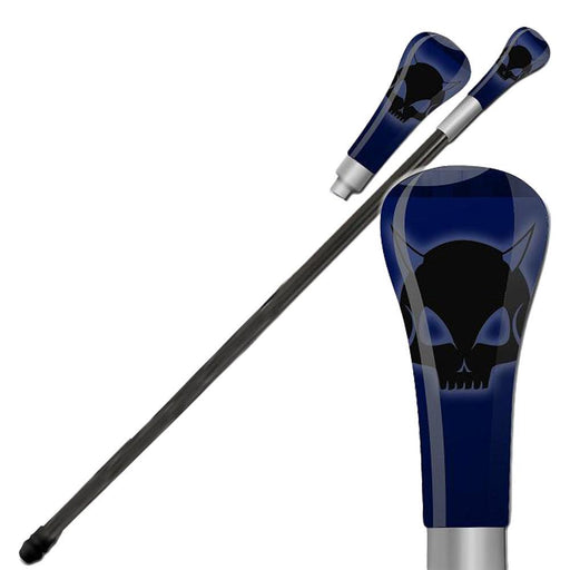 Devil's Skull Crusader Blue Walking Cane - Medieval Depot