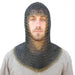 Medieval V Brass Face Mild Steel Chainmail Coif Armor - Medieval Depot