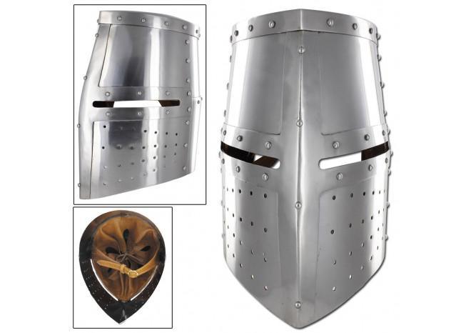 Middle Ages Great Helm Iron Cross Armor Helmet - Medieval Depot