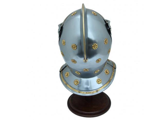 Helm’s Gates Golden Knight Steel Helmet - Medieval Depot