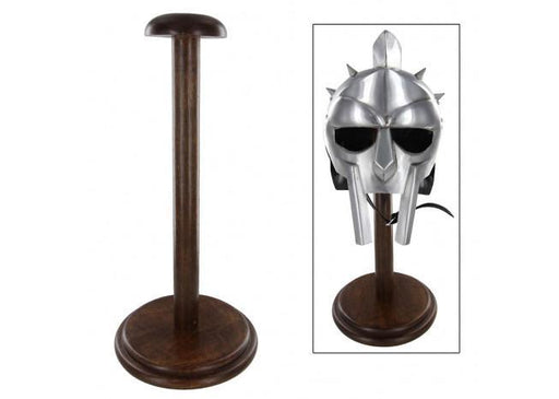 Round Base Wooden Helmet Stand - Medieval Depot